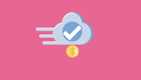 electronic commerce animation with cloud and coins