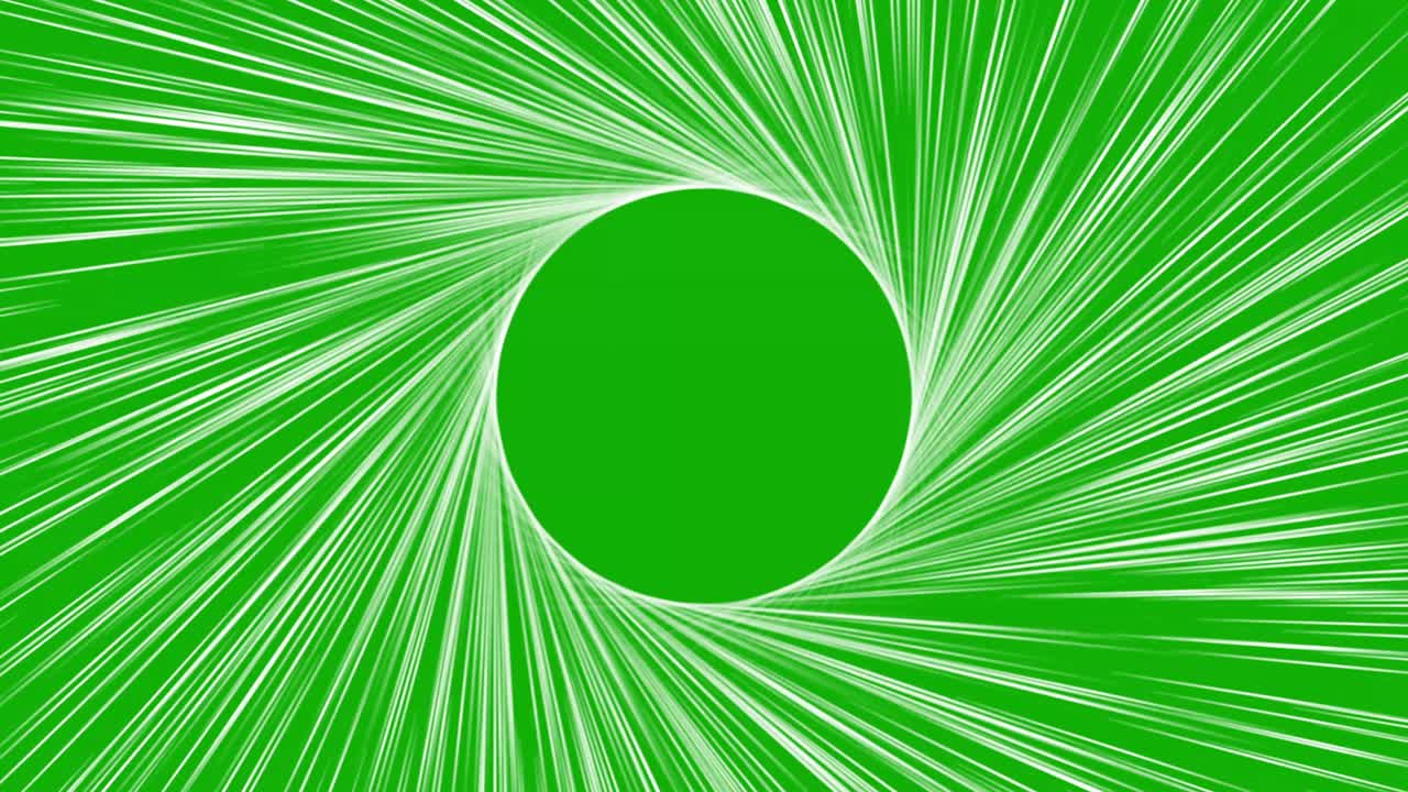 스피럴 광선 모션 그래픽과 녹색 스크린 배경