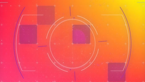 Animation-of-scope-scanning-and-markers-moving-on-orange-background