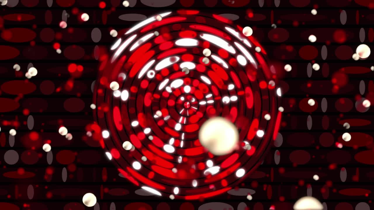 Animazione di punti e cerchi luminosi in movimento continuo su sfondo scuro