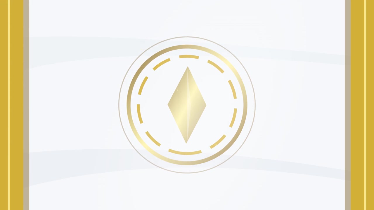 Rotating Golden Diamond Shape in Circular Frame