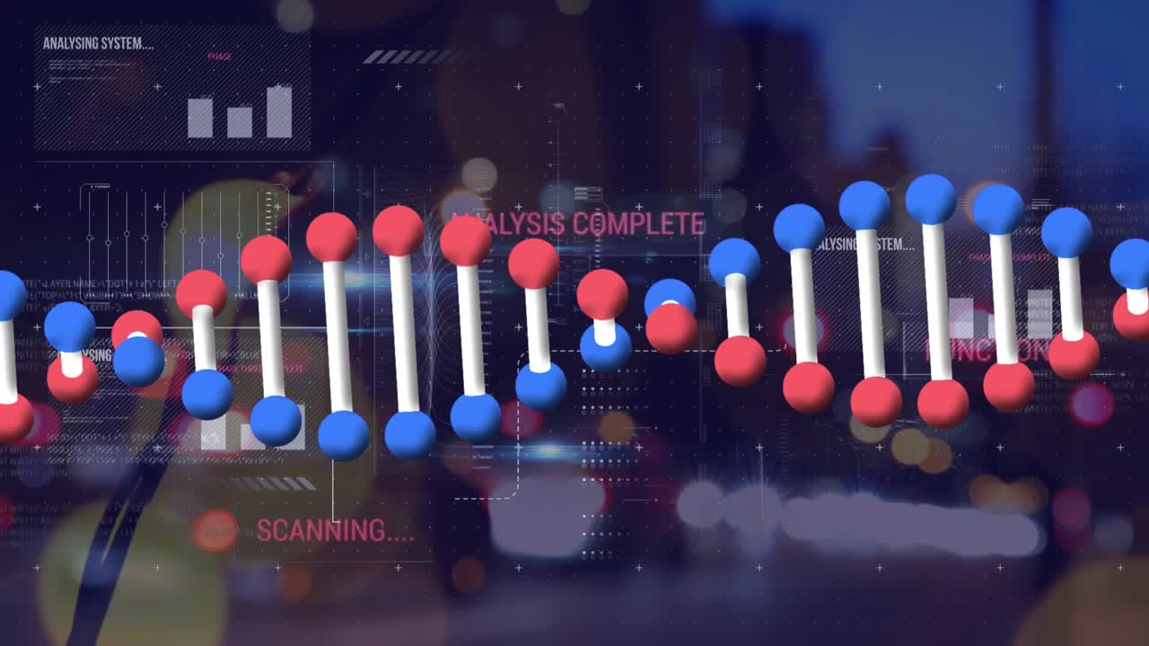 Animation af databehandling over DNA-streng