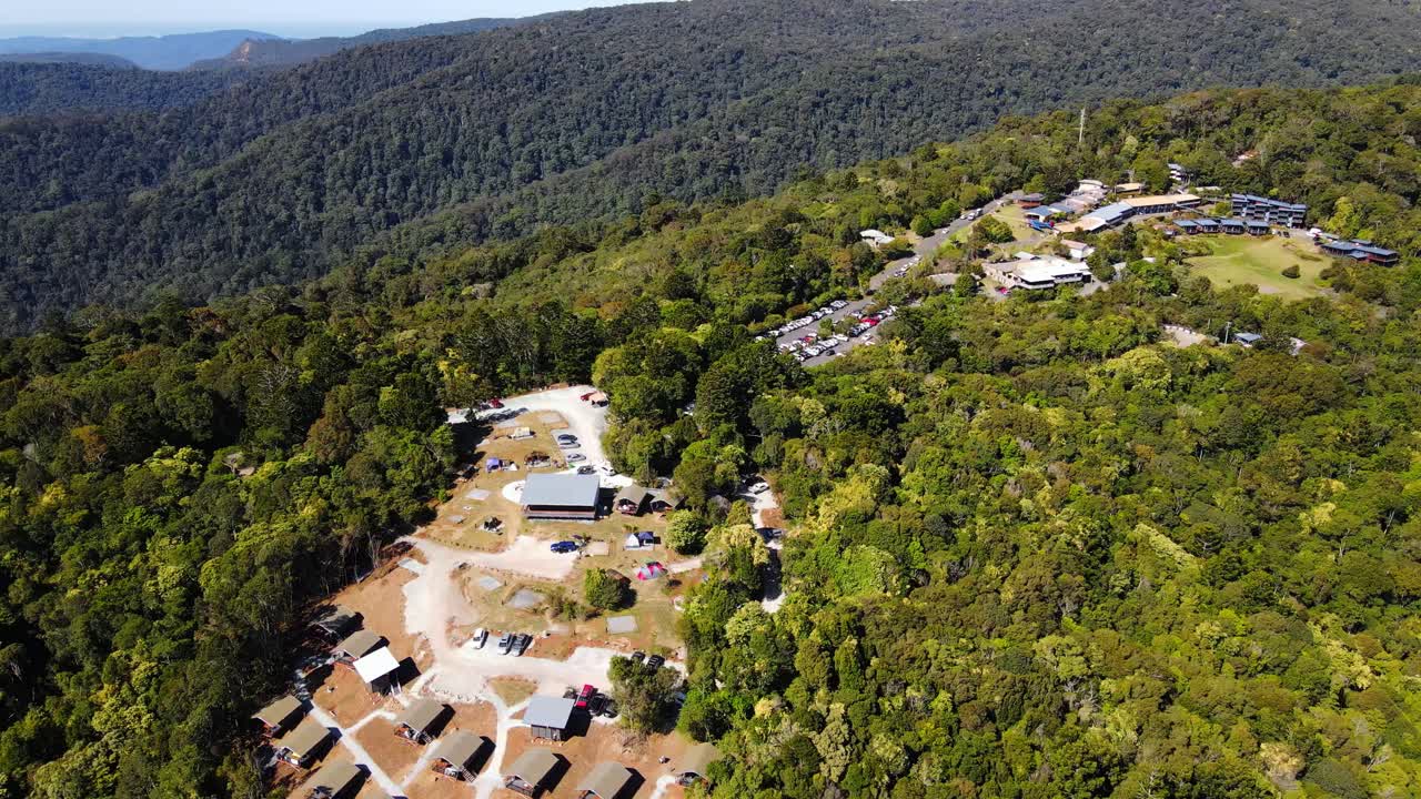 villas de montaña en el retiro de la selva tropical de o'reilly - exuberante bosque verde en el parque nacional de lamington en verano - selva tropical del interior en canungra, costa dorada, queensland, australia