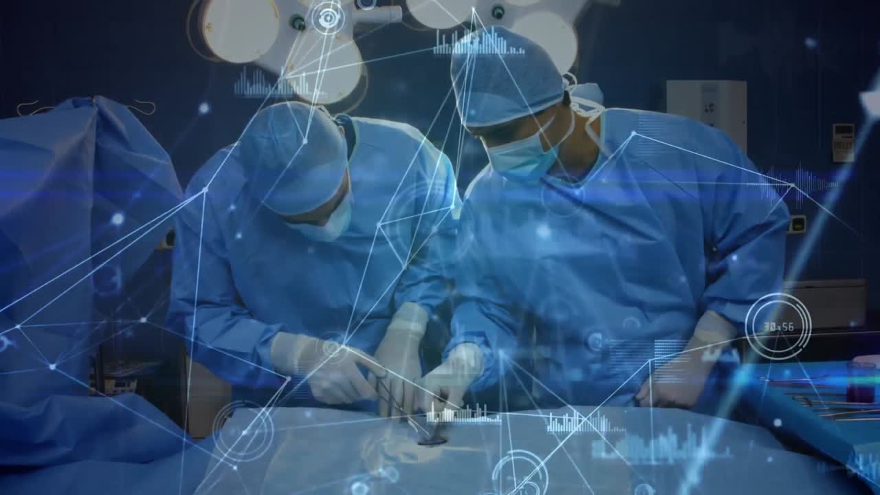 병원에서 수술을 하는 다양한 외과 의사의 그룹에 대한 연결 네트워크