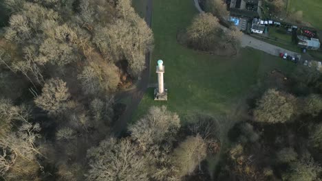 ashridge estate historical bridgewater monument aerial view over national trust autumnal woodland park countryside road