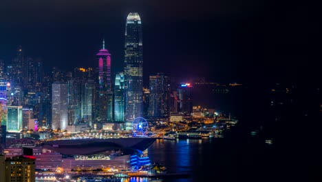 4k time-lapse: puesta de sol sobre el puerto de victoria en el pico de victoria, hong kong