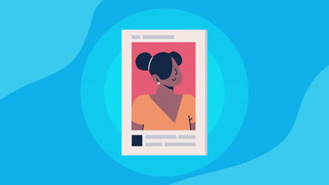 afro woman account social media animation