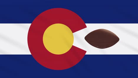 colorado flag waving and american football ball rotates, loop