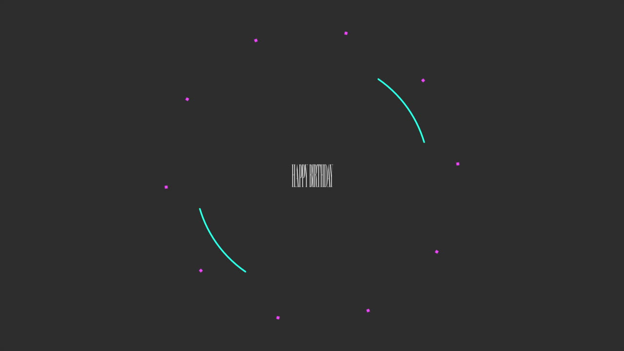 패션 블랙 그라데이션에 원과 함께 생일 축하 문자