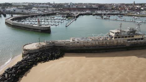 harbour wall ramsgate kent uk aerial 4k footage