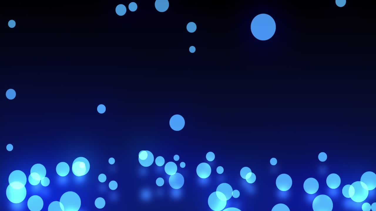 파란색 배경 위에 평평한 표면에 떨어지고 반이는 구의 애니메이션