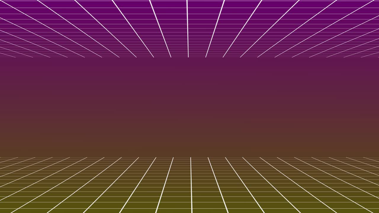 fondo de tecnología de cuadrícula en perspectiva de resolución 4k, marco de alambre, suelo y techo, fondo de tecnología digital - fondo retro dinámico - loopable - fondo de caja 4k loopable - movimiento retro líneas de colores fondo abstracto - fondo rosa amarillo