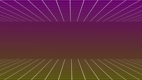 4k resolution perspective grid technology background, wire frame ground and ceiling, digital technology background - dynamic retro background - loopable - 4k box background loopable - motion retro colorful lines abstract background -pink yellow background