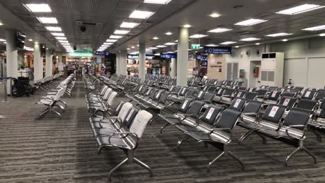 social distance in airport , empty airport