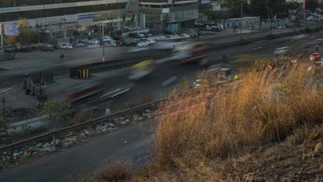 long exposure traffic time lapse over national highway of mumbai - pune, maharashtra, india