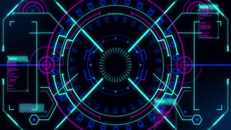 animación del escaneo del alcance y el procesamiento de datos sobre fondo negro