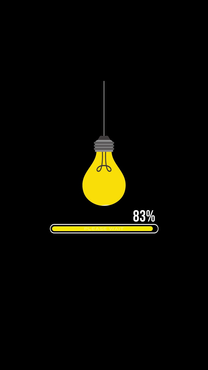 Barra di caricamento con animazione di lampadina luminosa