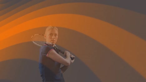 animation of caucasian tennis player over shapes