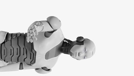 el robot humanoide muestra la bandera de españa, ilustración vertical en 3d