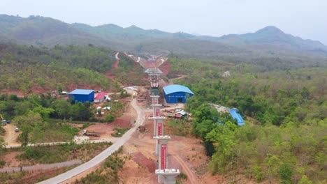 railroad construction project in mountainous terrain