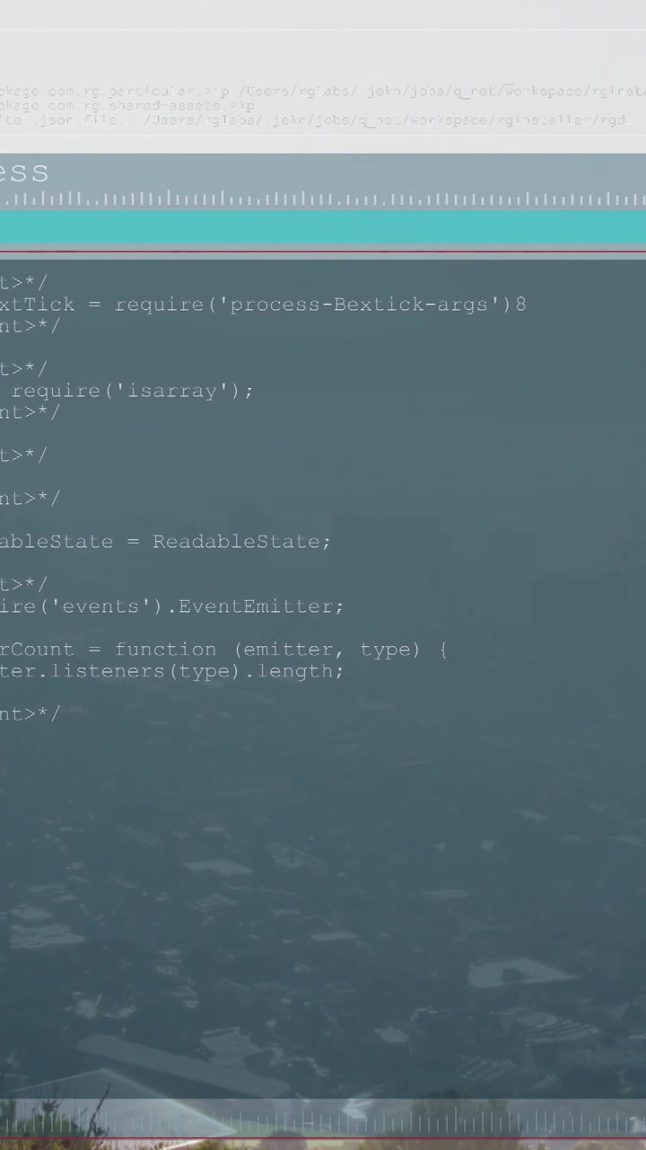 Video vertical: Aparece una superposición de editor de segundo fotograma, llenándose de código para visualizar la programación.