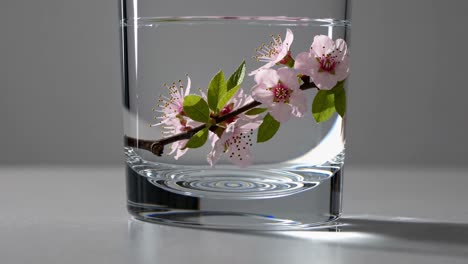 pink blossoms in a glass of water