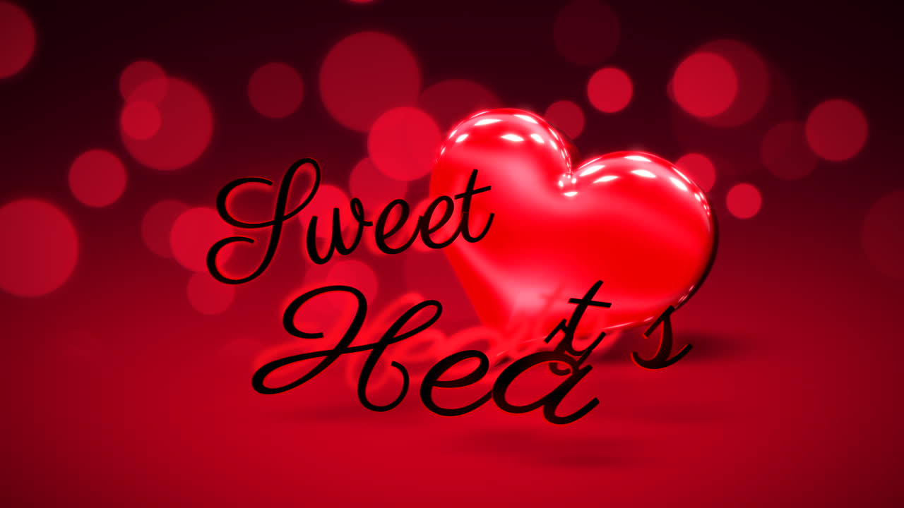 발렌타인 데이 6에 달콤한 하트 텍스트 및 모션 로맨틱 하트