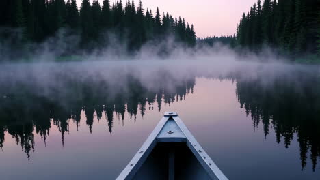 misty morning canoe trip