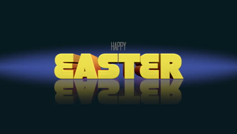 reflective happy easter word art yellow letters on black background