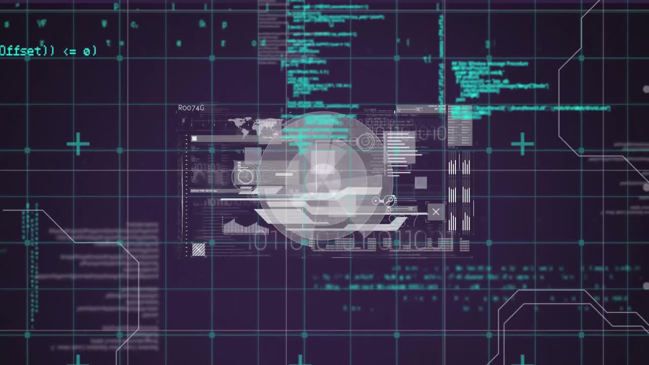 Animation of scope scanning and data processing over grid