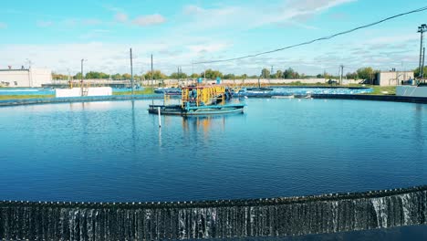 aerial view of a circular clarifier at a biological wastewater treatment plant