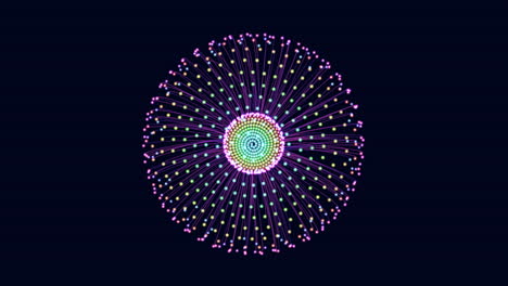 Leuchtende-Spirale,-Faszinierendes-Kreisförmiges-Muster-Aus-Bunten-Punkten