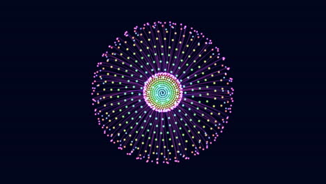 glowing spiral mesmerizing circular pattern of colorful dots