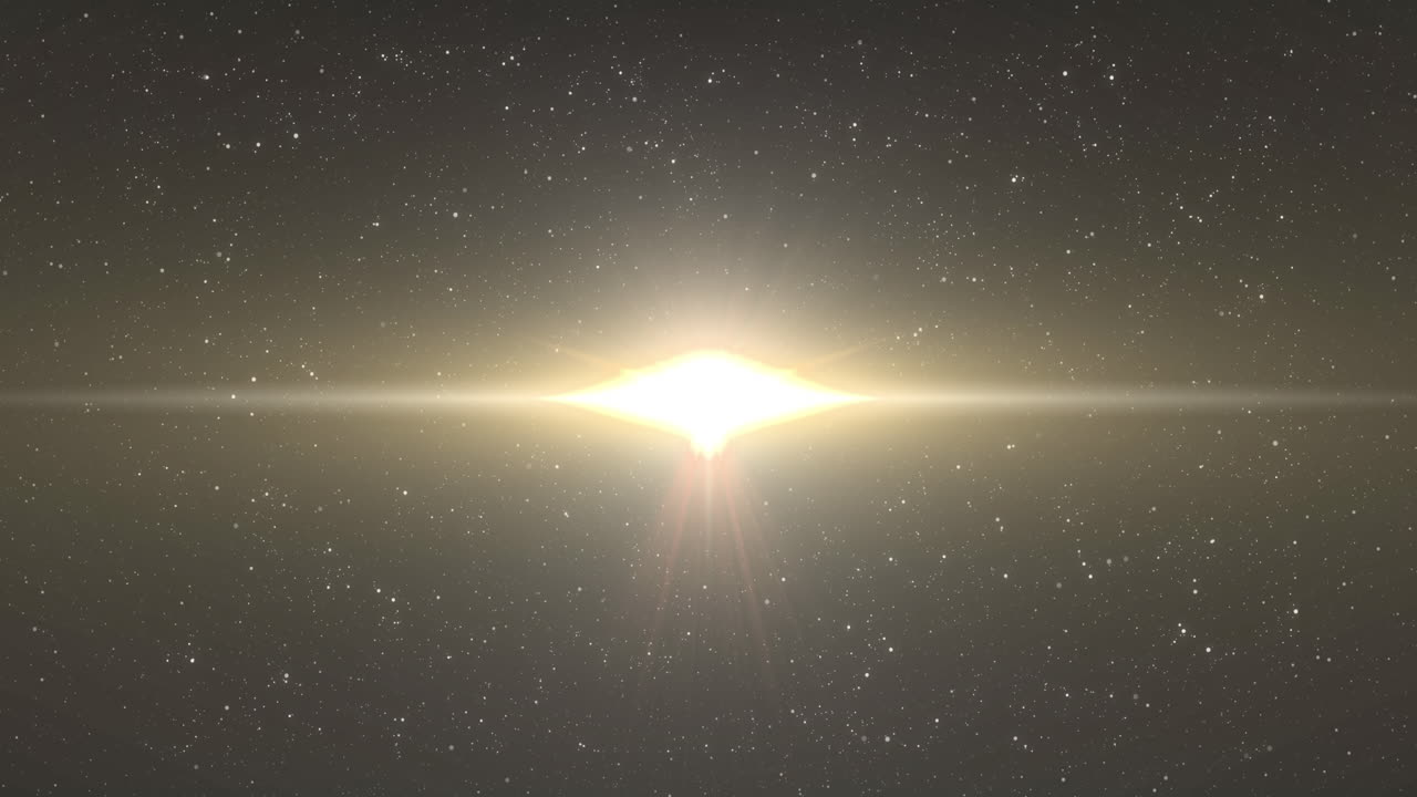 배경의 별 위에 움직이는 반이는 노란색 빛의 애니메이션