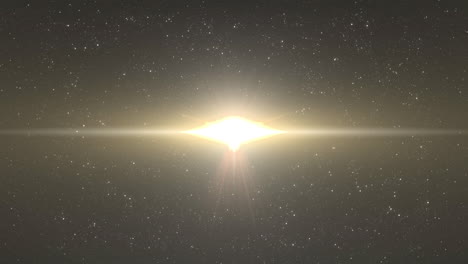 animación de luz amarilla brillante que se mueve sobre las estrellas en el fondo