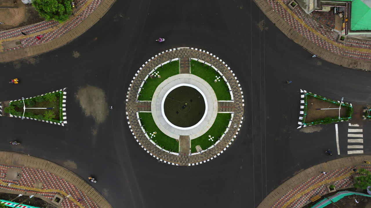 Drone gliding over Jinka town with cloudy horizon