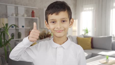 Niño-Haciendo-Marca-De-Verificación-Mirando-A-La-Cámara.