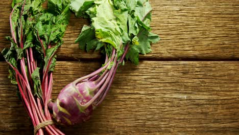 close-up of kohlrabi on wooden table 4k