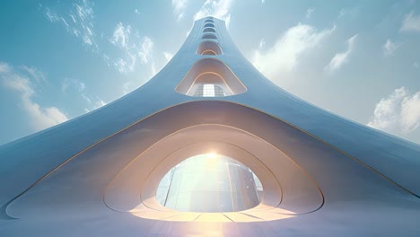 futuristic skyscraper with curved design