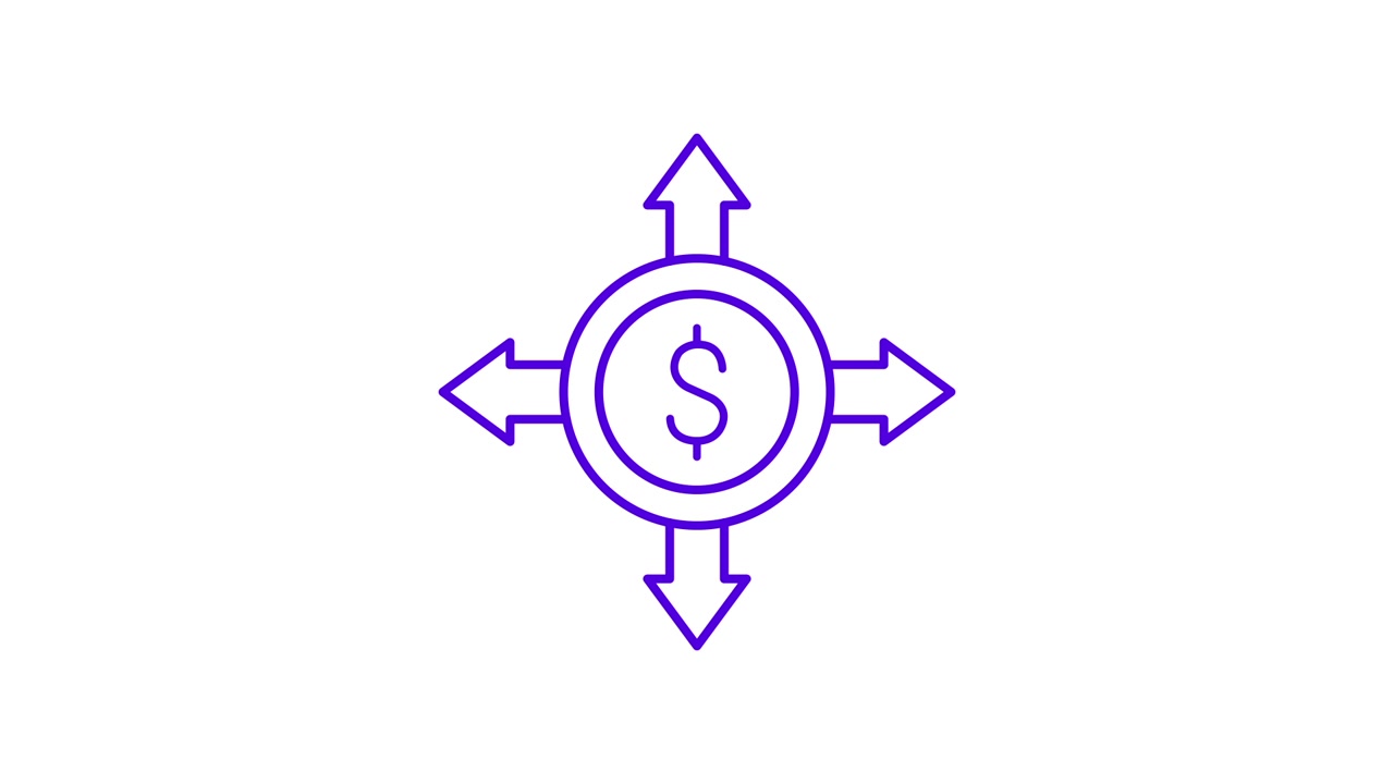 Animated Dollar Sign Icon with Arrows Showing Financial Growth and Distribution