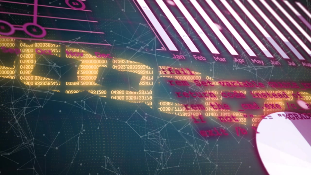 Animation of network of connections and chain