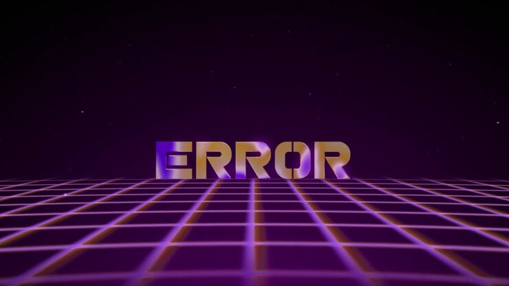 Synthwave wireframe net 80s with text ERROR. Retro futurism background. 3d illustration render seamless loop. 4k