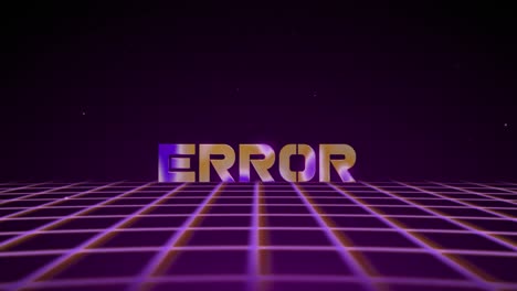 synthwave wireframe net 80s with text error. retro futurism background. 3d illustration render seamless loop. 4k
