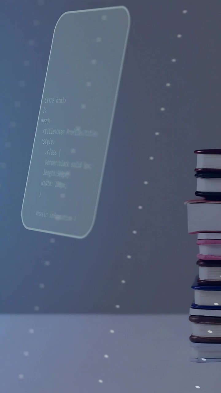 Vertical video: Phone card appearing, notebook pile anchoring nodes and lines growing to map users