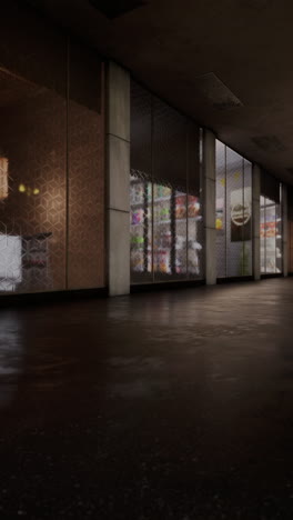 empty grocery store corridor at night