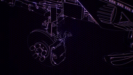 Holographic-animation-of-3D-wireframe-car-model-with-engine