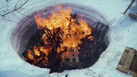 fire pit in the snow