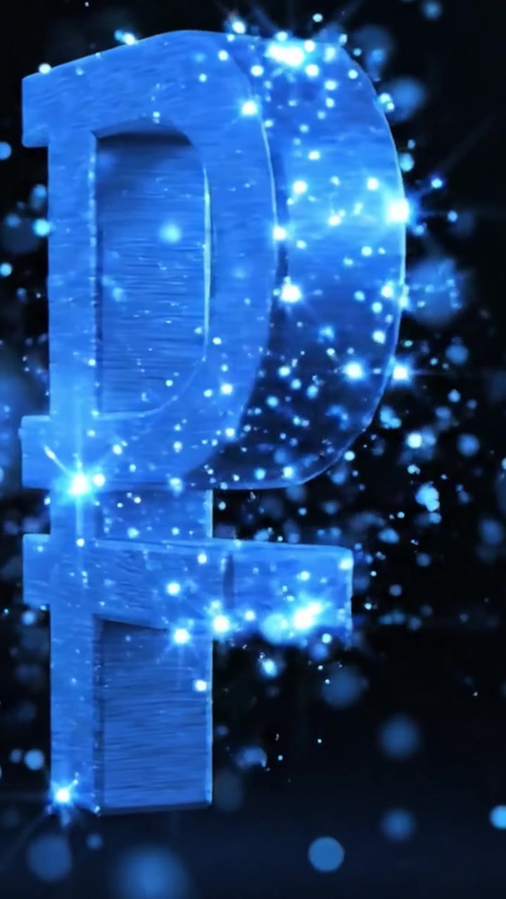Primo piano di una lettera 'P' metallica circondata da particelle scintillanti, che crea un effetto visivo sorprendente su uno sfondo scuro