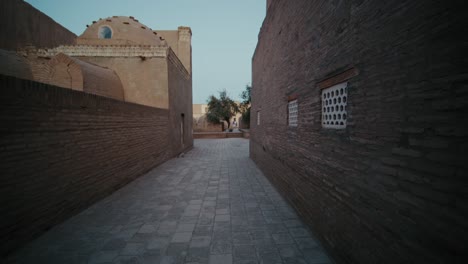 khiva ichan kala fortress streets of old city evening time, uzbekistan