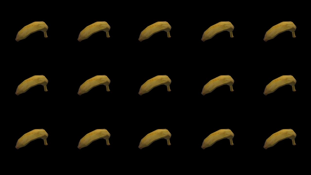 검은색 배경에 회전하는 바나나 - 루핑. 바나나 배경